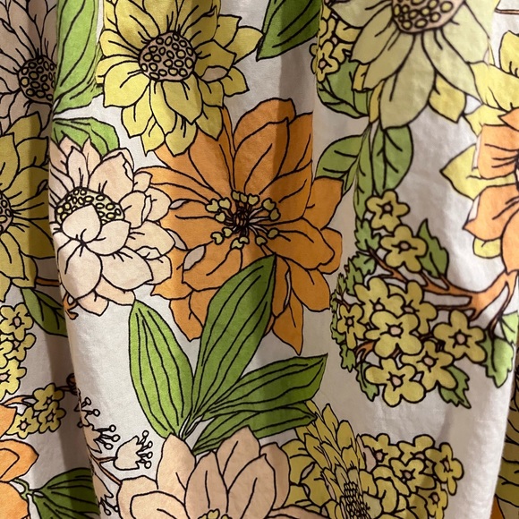 Tie-shoulder cotton poplin dress in zinnia floral Sz S - Picture 3 of 3